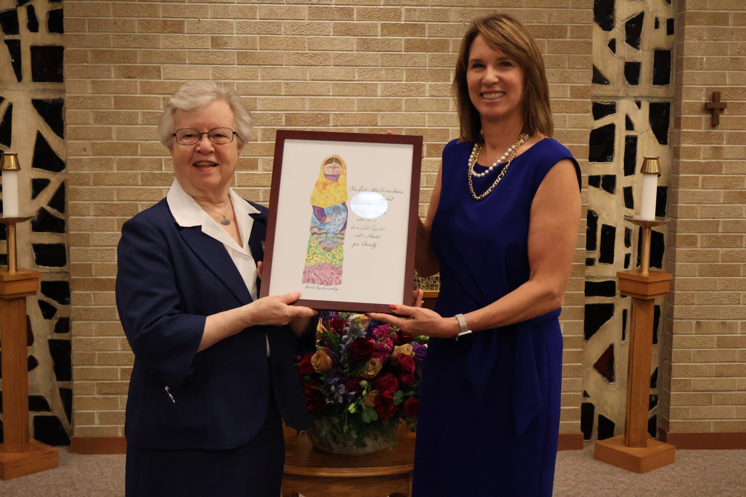 IMG_0117 Sr. Beverly Heitke with 2024 Woman of Faith, Christine Keyes